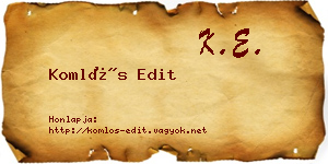 Komlós Edit névjegykártya